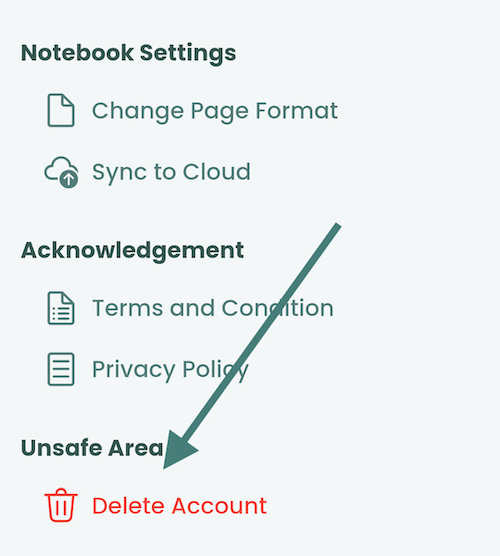 Delete Account button and confirmation dialog